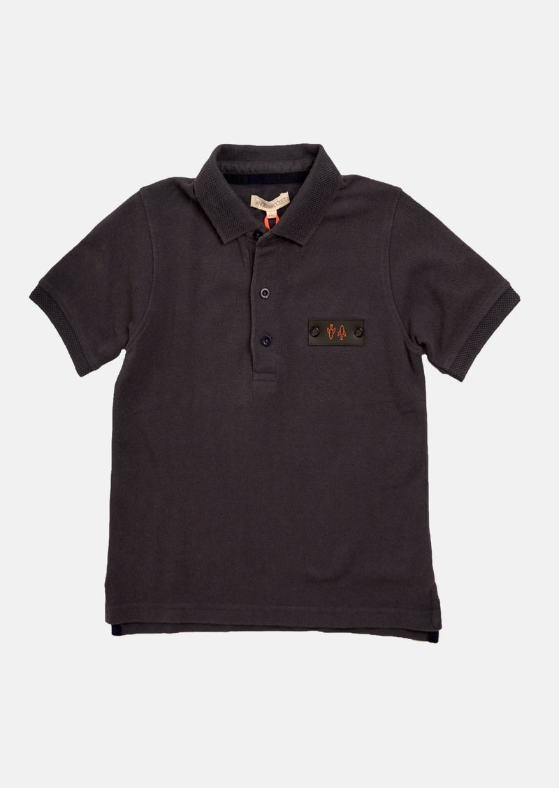 Boys Solid Navy Polo Collar Cotton T-Shirt
