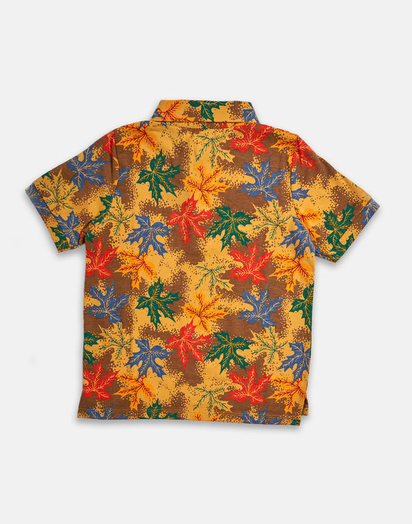 Boys Leaf Printed Polo Collar T-Shirt