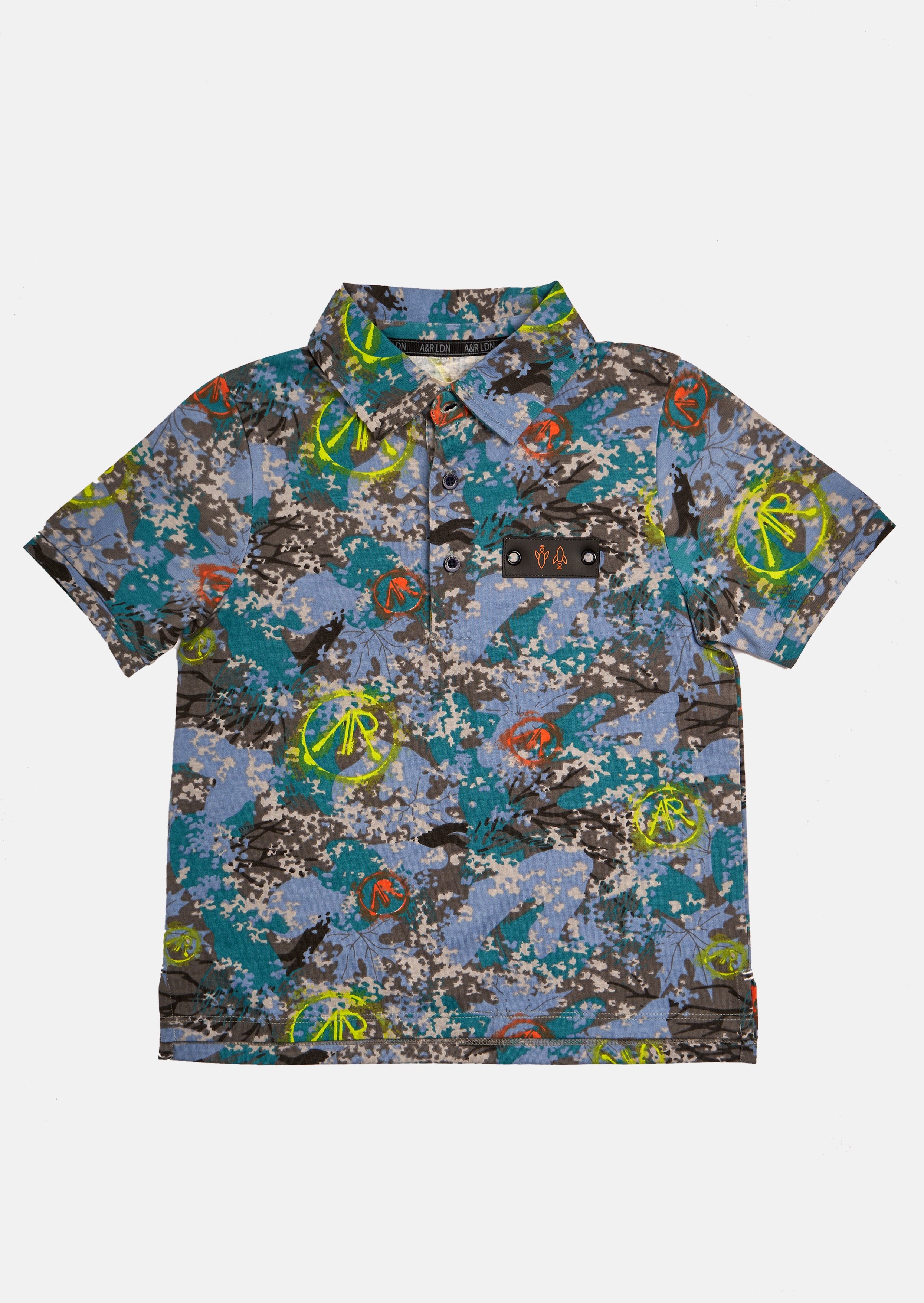 Boys Camo Printed Polo Collar Cotton T-Shirt