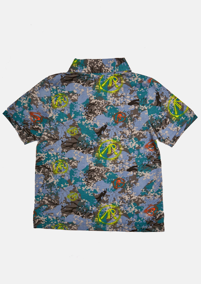Boys Camo Printed Polo Collar Cotton T-Shirt