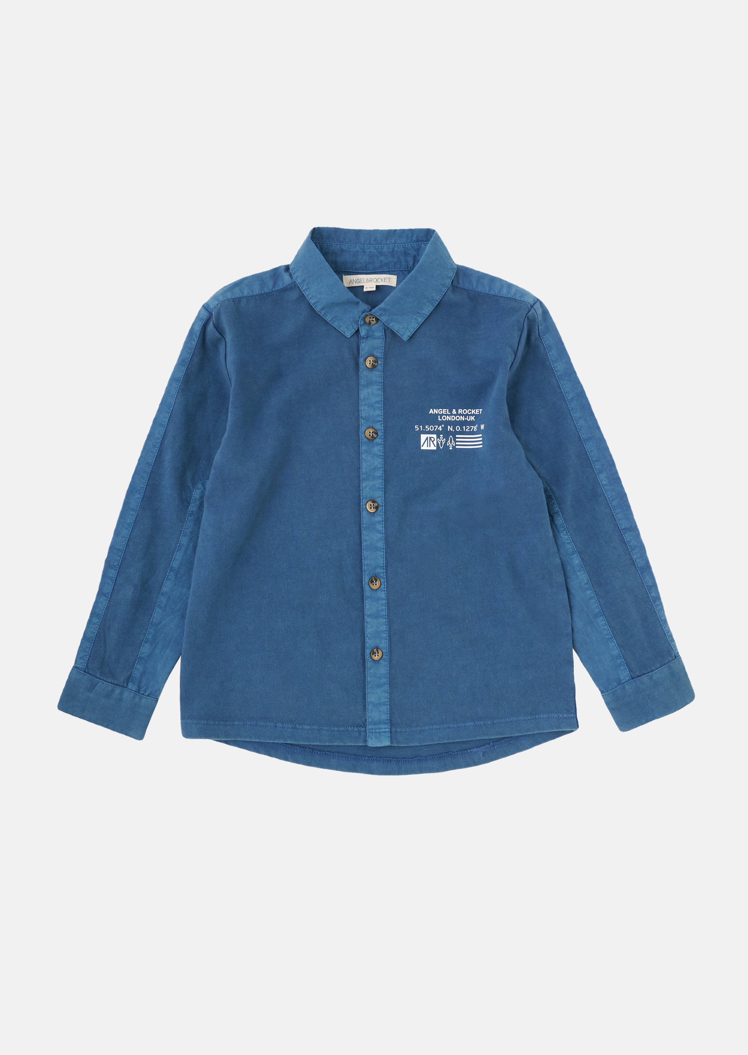 Boys Solid Blue Full Sleeves Cotton Shirt