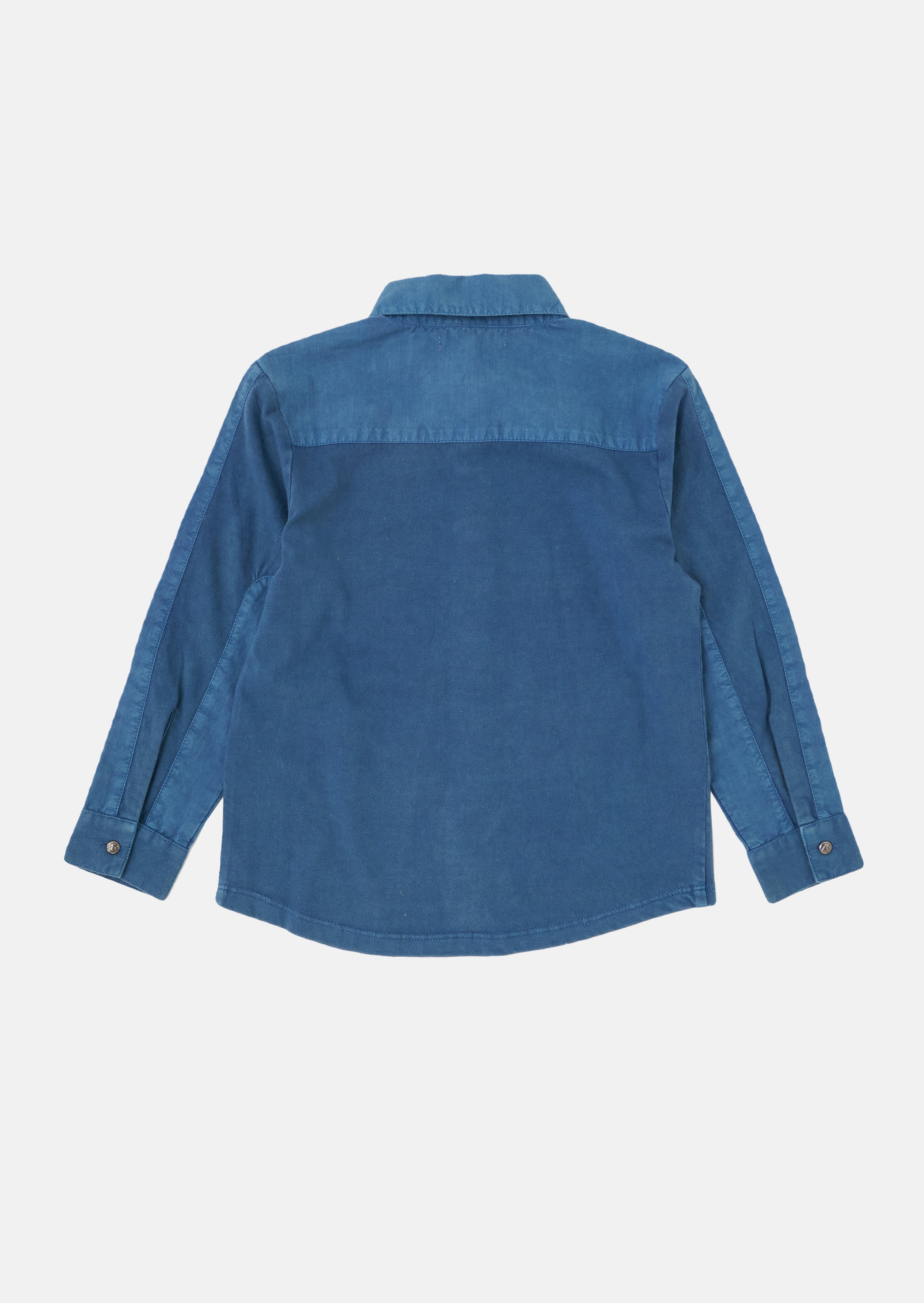 Boys Solid Blue Full Sleeves Cotton Shirt