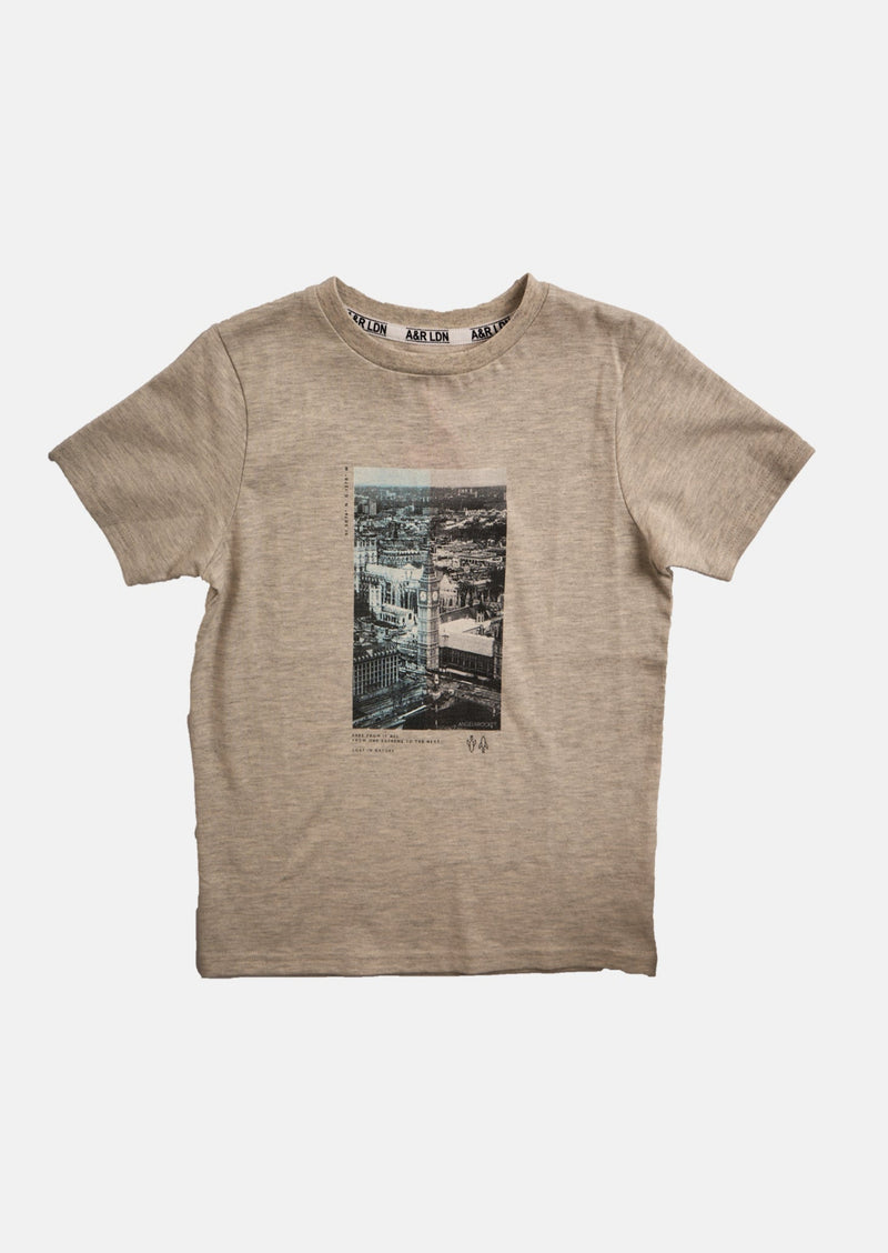 Boys Grey London City Printed Graphic T-Shirt