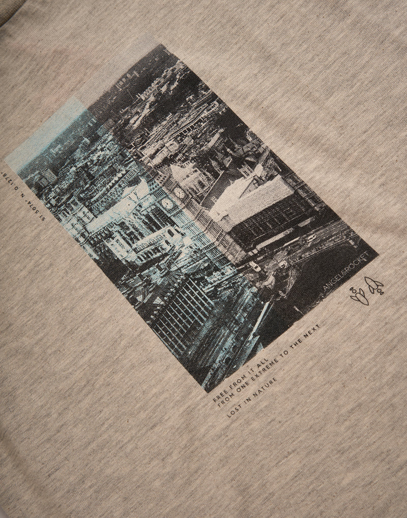 Boys Grey London City Printed Graphic T-Shirt