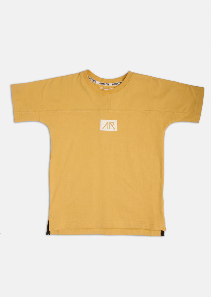 Boys Solid Yellow Round Neck T-Shirt