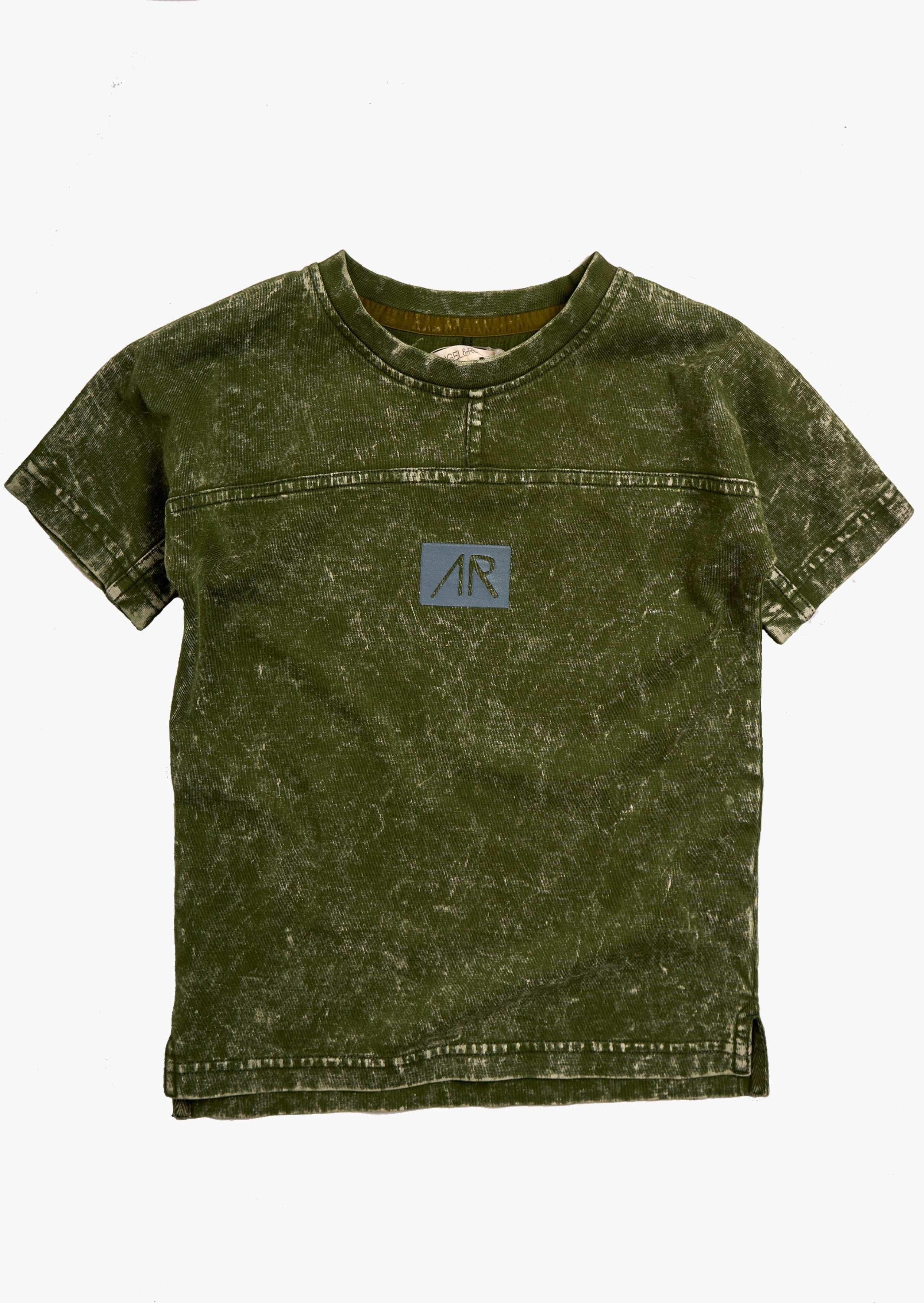 Boys Green Acid Wash Round Neck T-Shirt