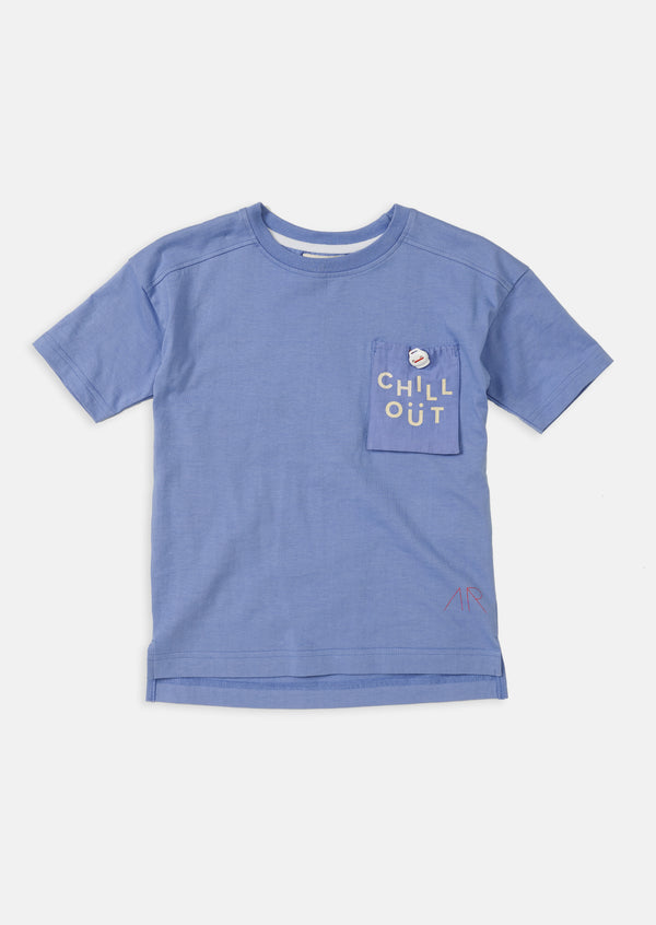 Boys Blue Round Neck T-Shirt with Pocket