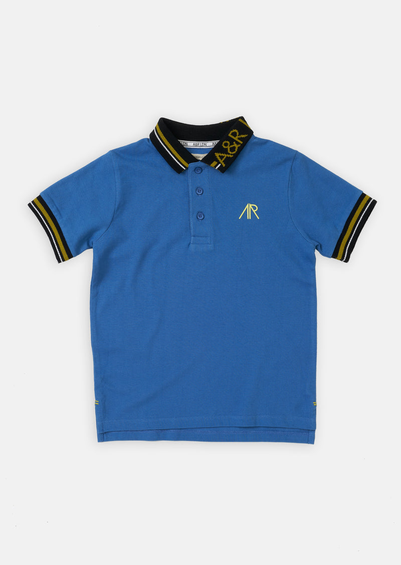Boys Blue Polo Collar Cotton T-Shirt