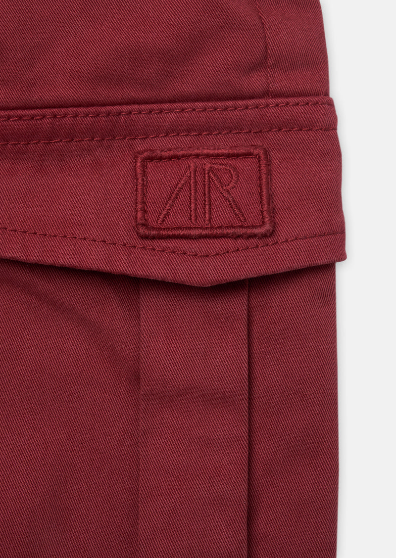 Boys Solid Red Cargo Joggers