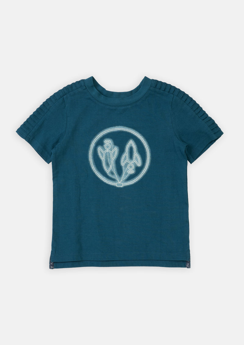 Boys Brand Logo Printed Cotton Blue T-Shirt