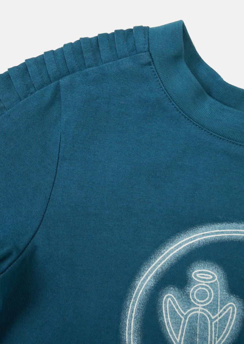 Boys Brand Logo Printed Cotton Blue T-Shirt