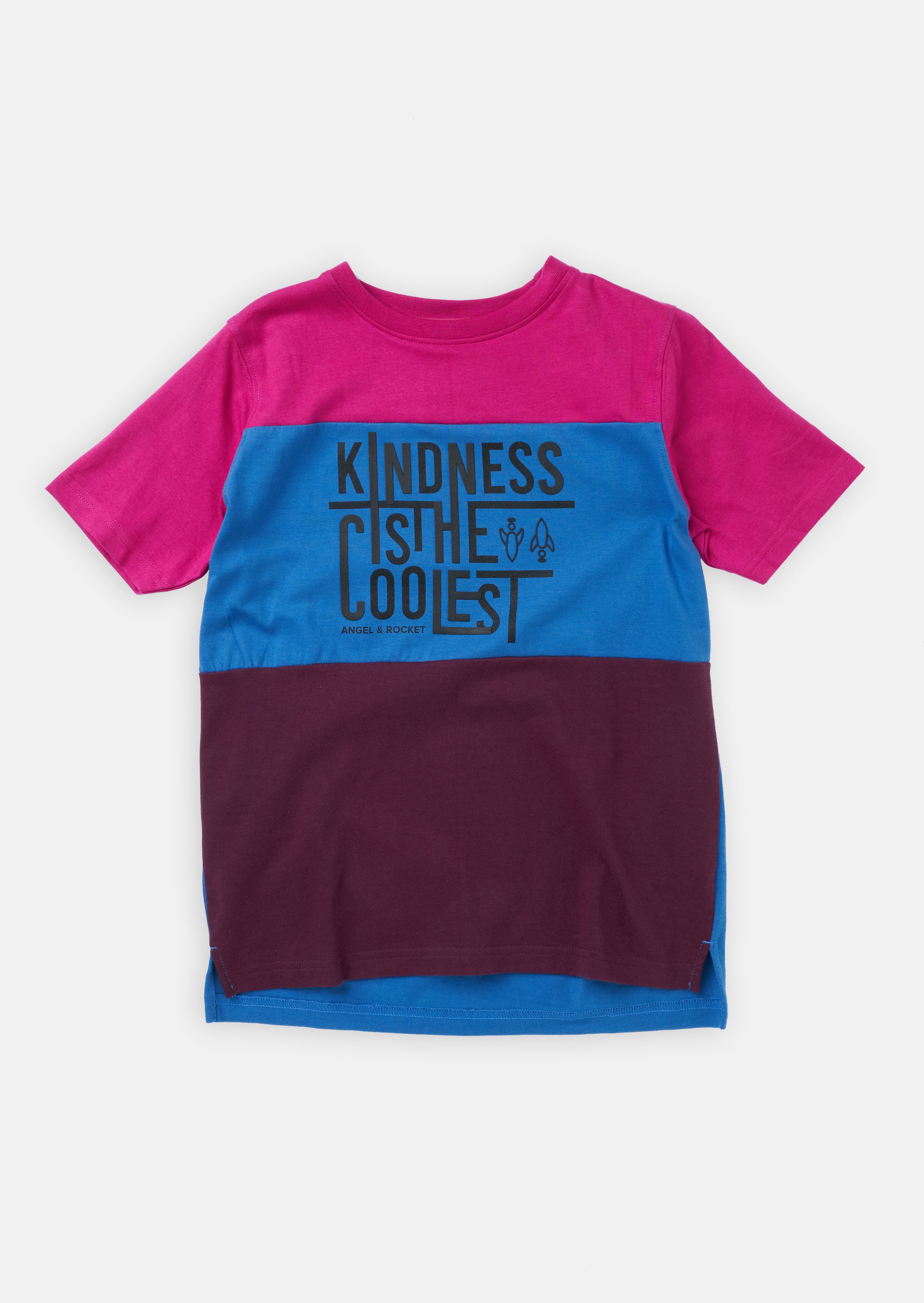 Boys Colour Block and Kindness Slogan Printed T-Shirt