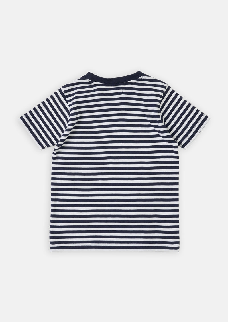 Boys Striped Round Neck Cotton T-Shirt