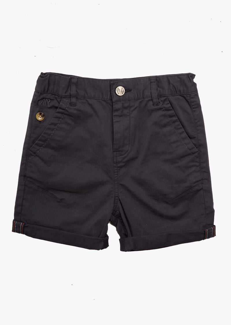 Boys Cotton Solid Navy Shorts