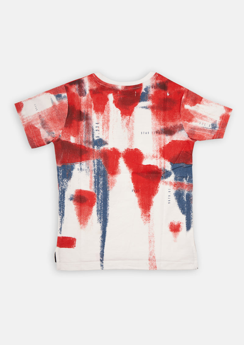 Boys Paint Splat Printed Cotton T-Shirt
