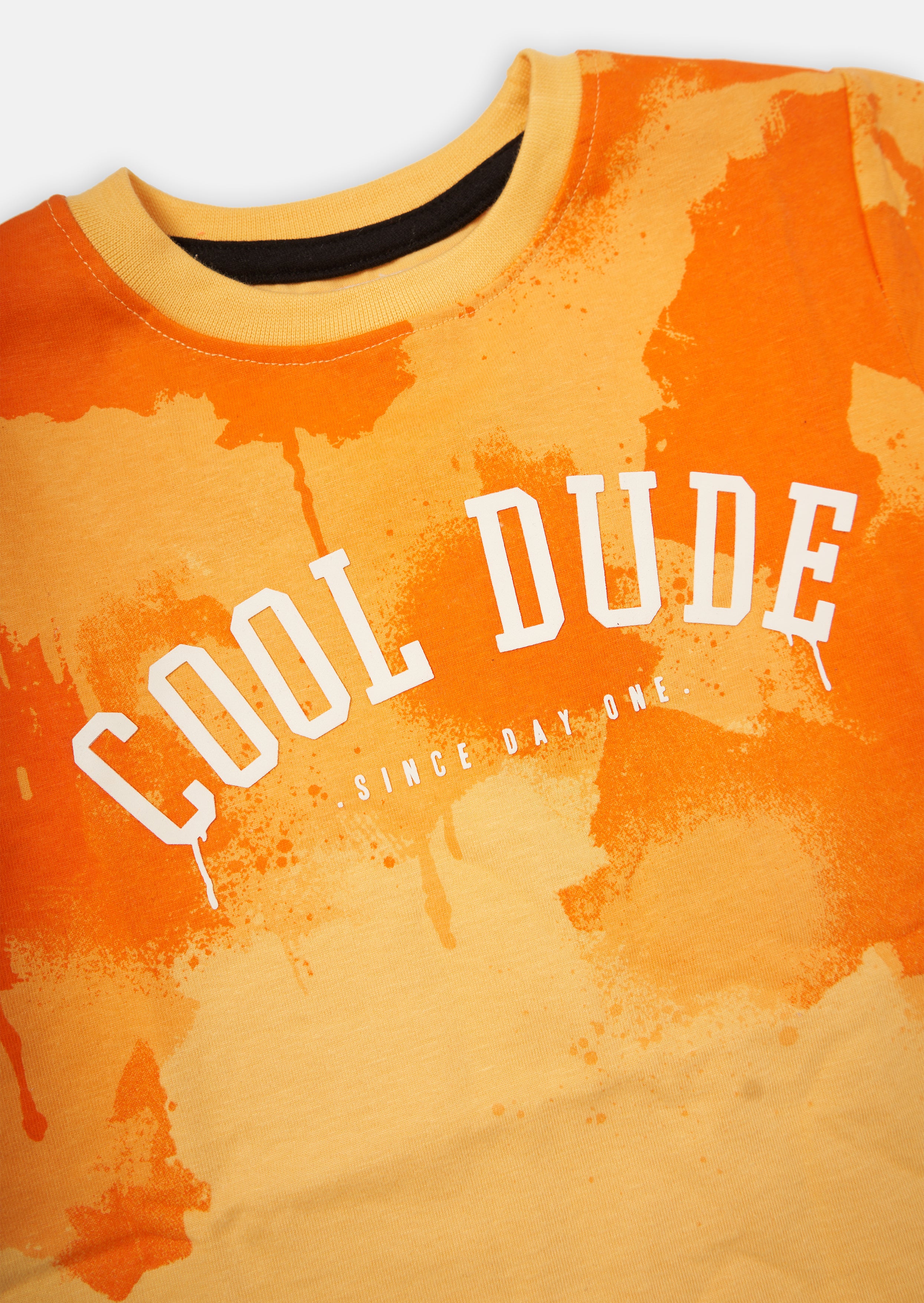 Boys Cool Dude Printed Orange T-Shirt