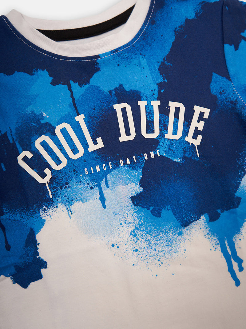 Boys Cool Dude Printed Blue T-Shirt