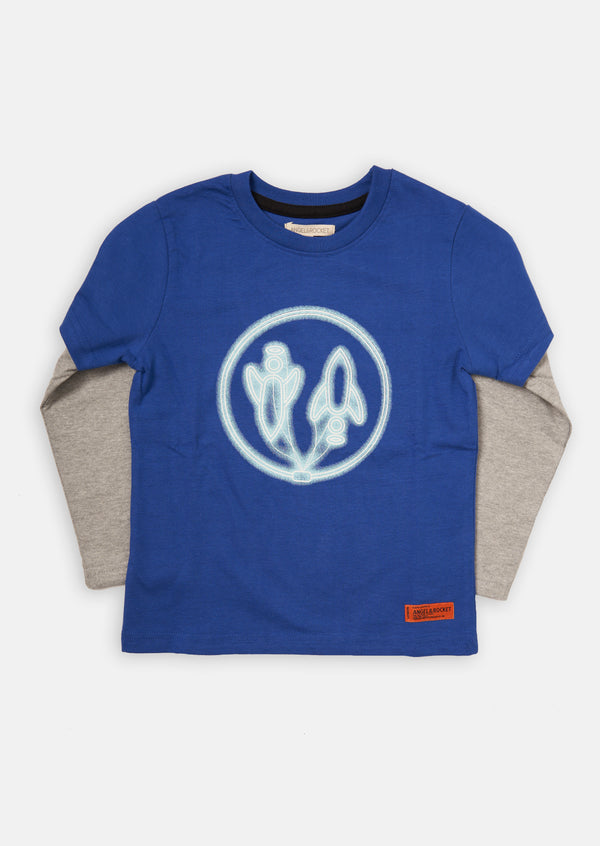 Boys Brand Logo Printed Blue T-Shirt