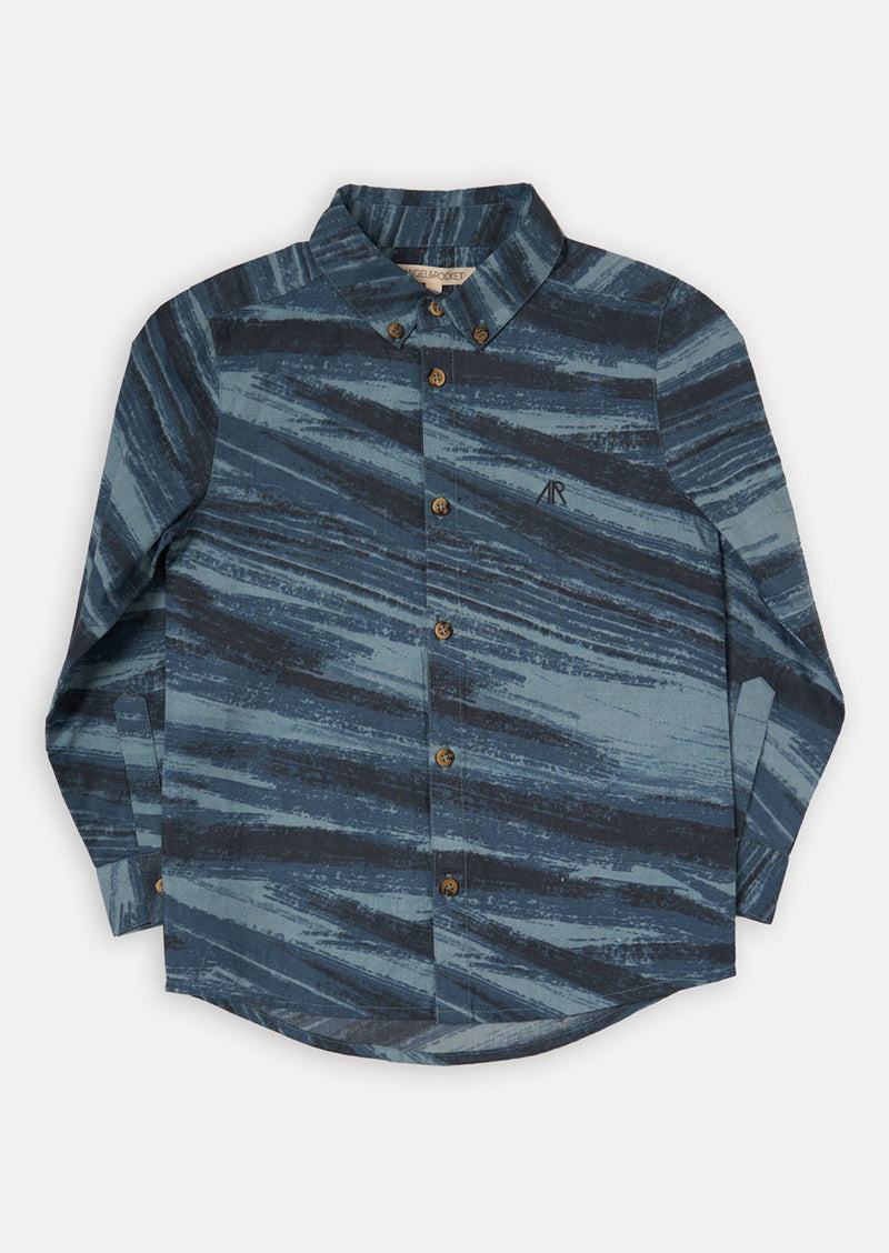 Boys Unique Printed Full Sleeve Cotton Blue Shirt