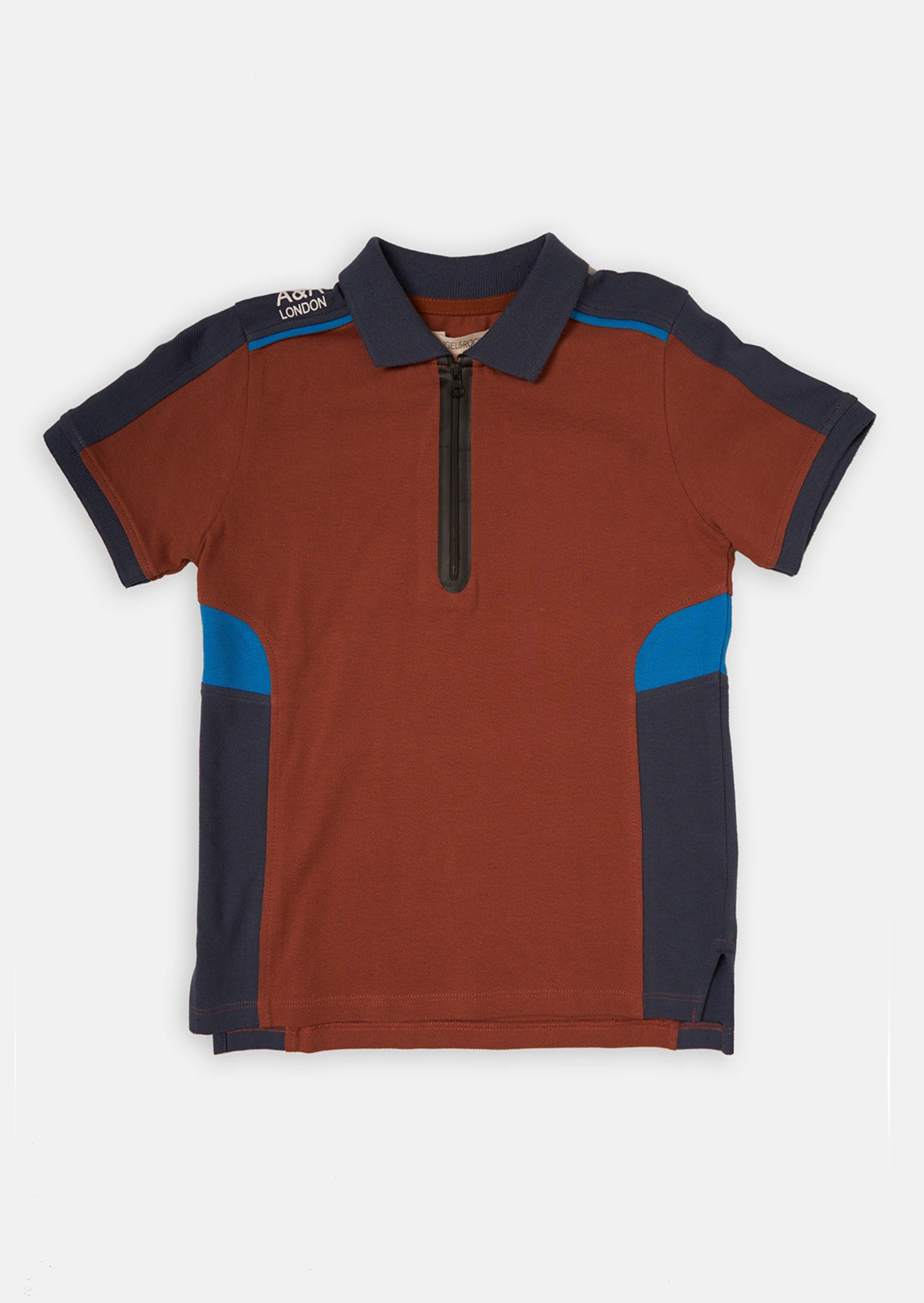 Boys Brown Sporty Polo Collar T-Shirt