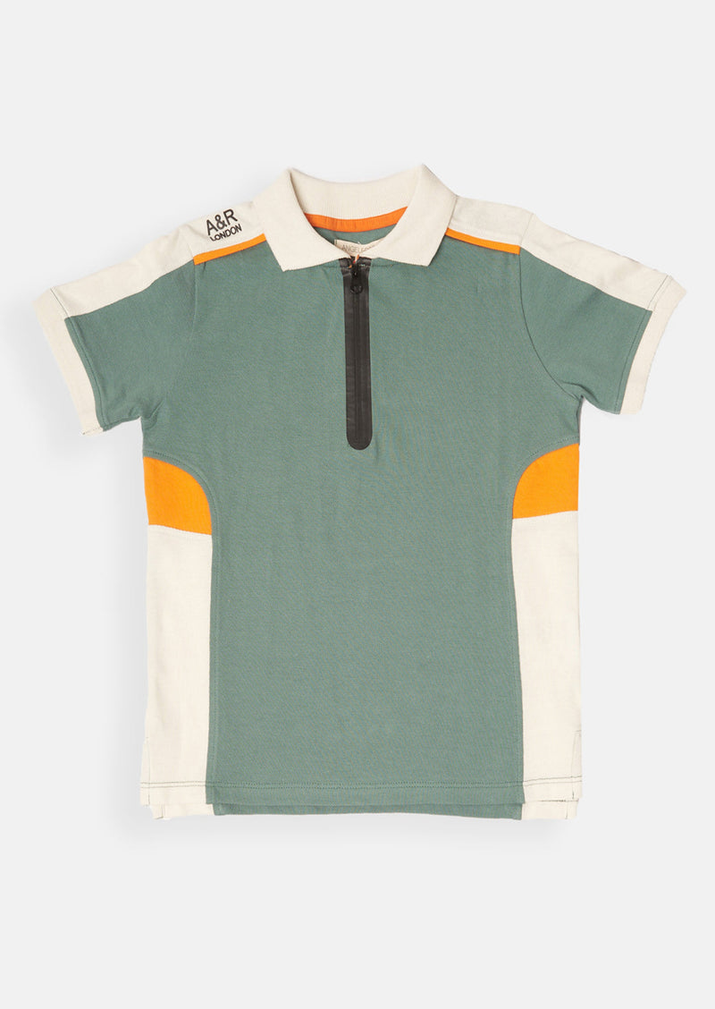 Boys Sporty Polo Collar Cotton T-Shirt