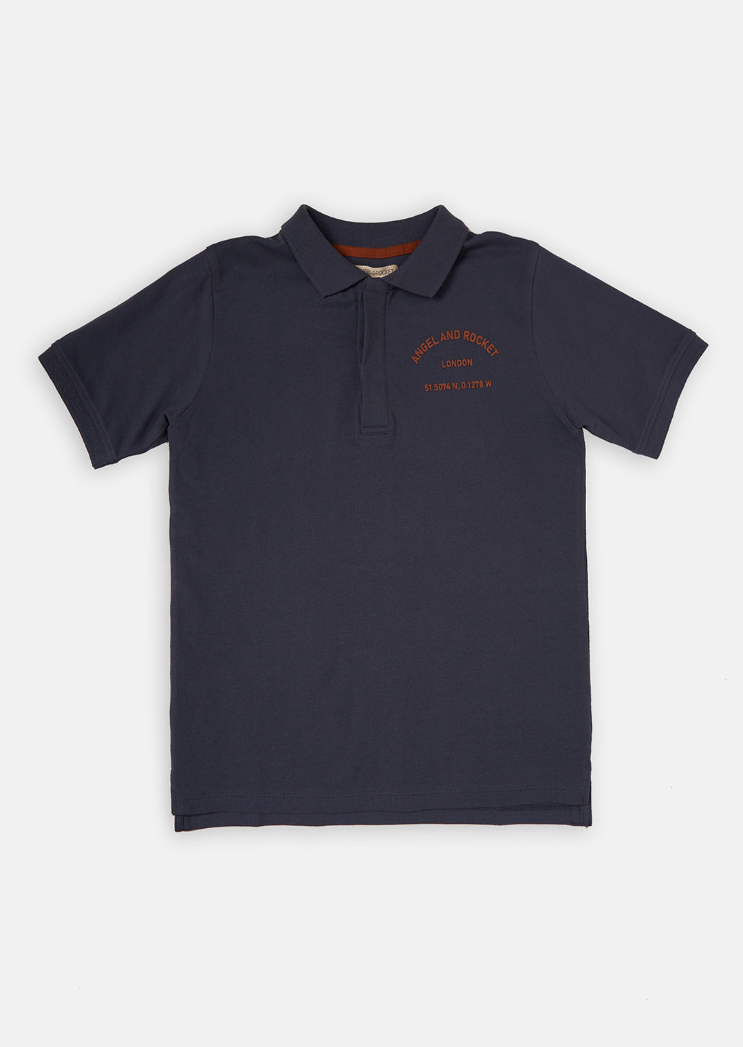 Boys Navy Side Stripe Polo Collar Cotton T-Shirt