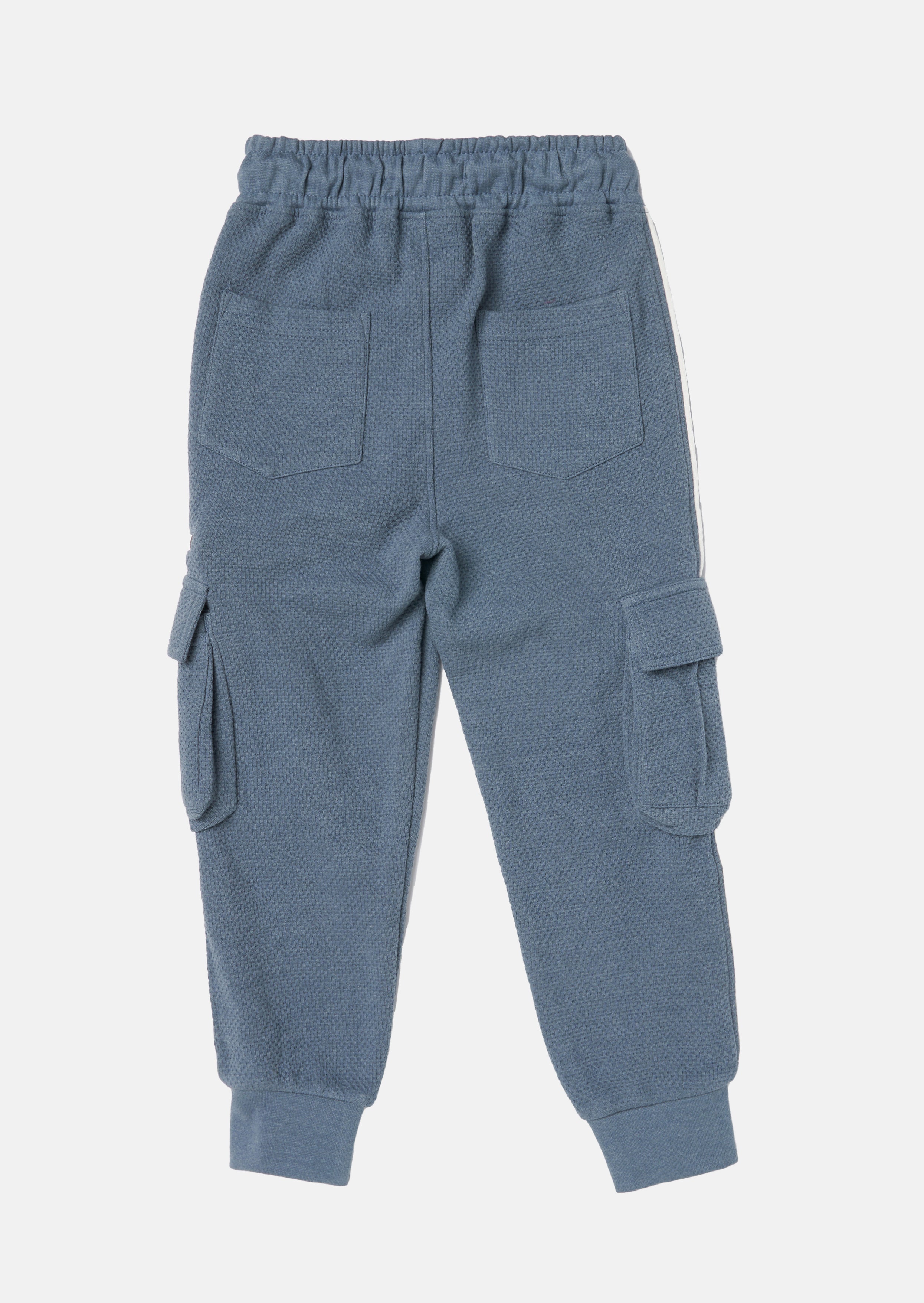 Boys Woven Solid Blue Cargo Joggers