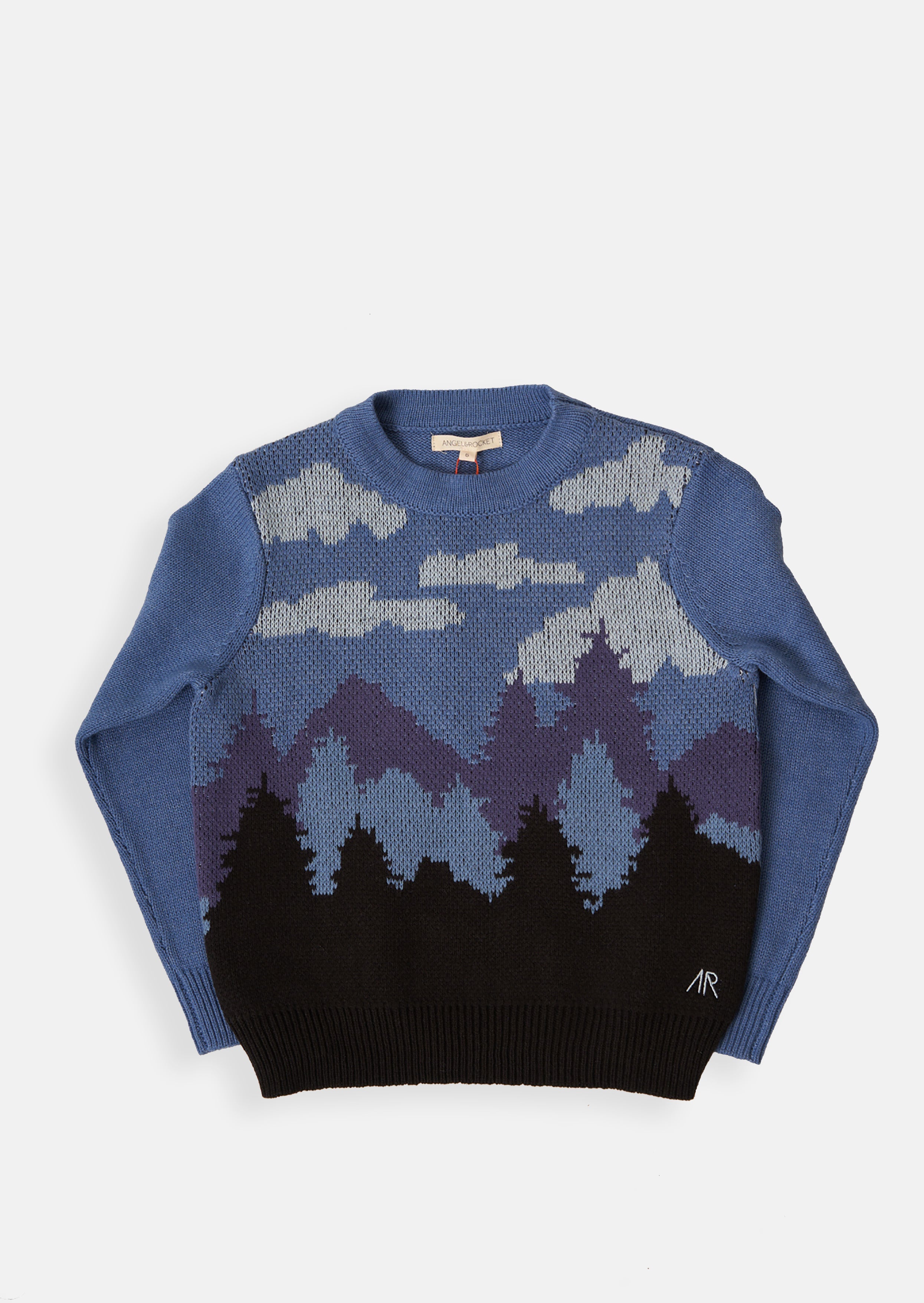 Boys Scenic Print Blue Sweater