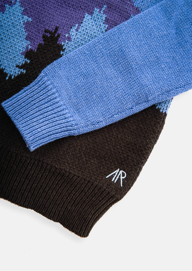 Boys Scenic Print Blue Sweater