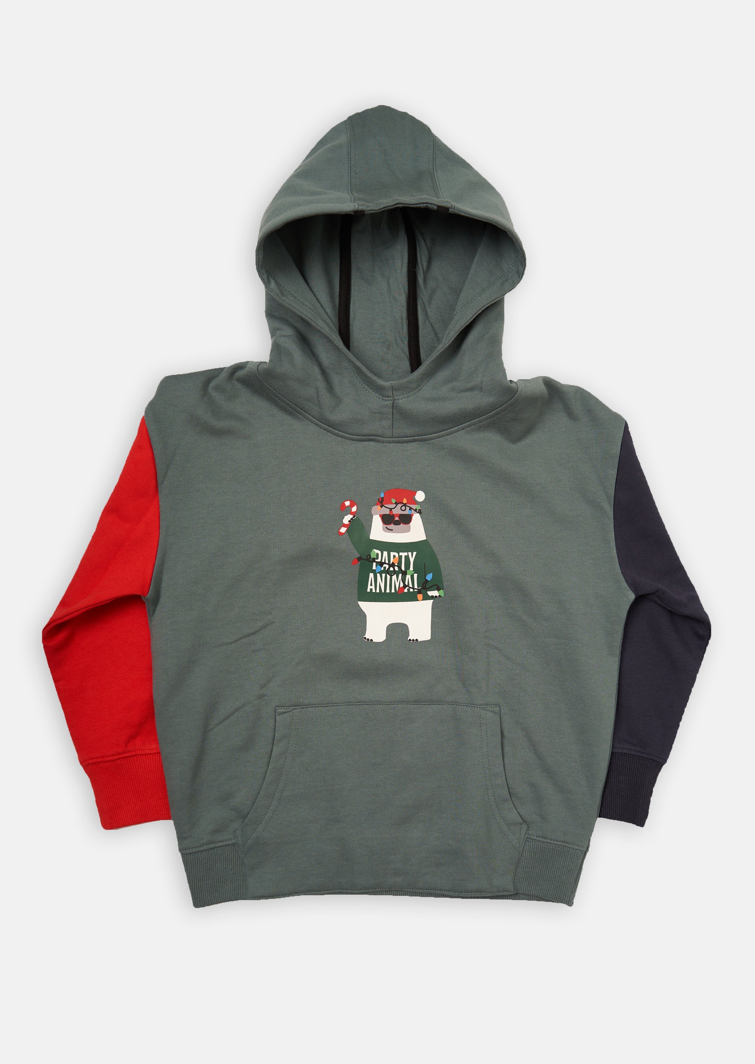 Boys Green Christmas Party Sweat Hoodie