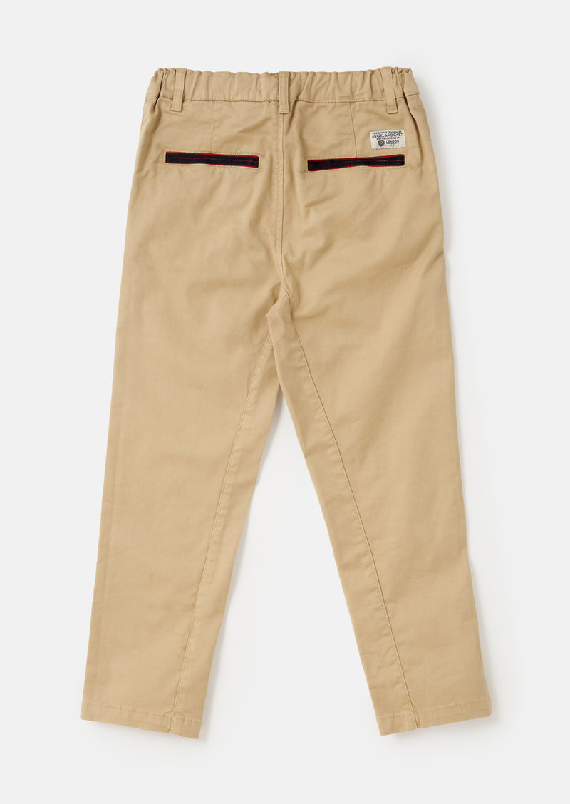 Boys Brown Cotton Smart Pants