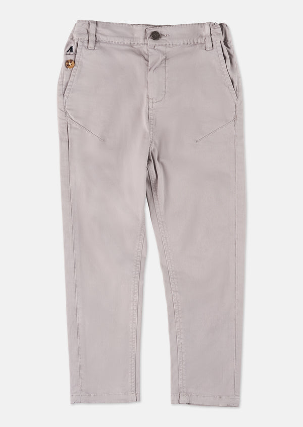 Boys Grey Cotton Smart Pants