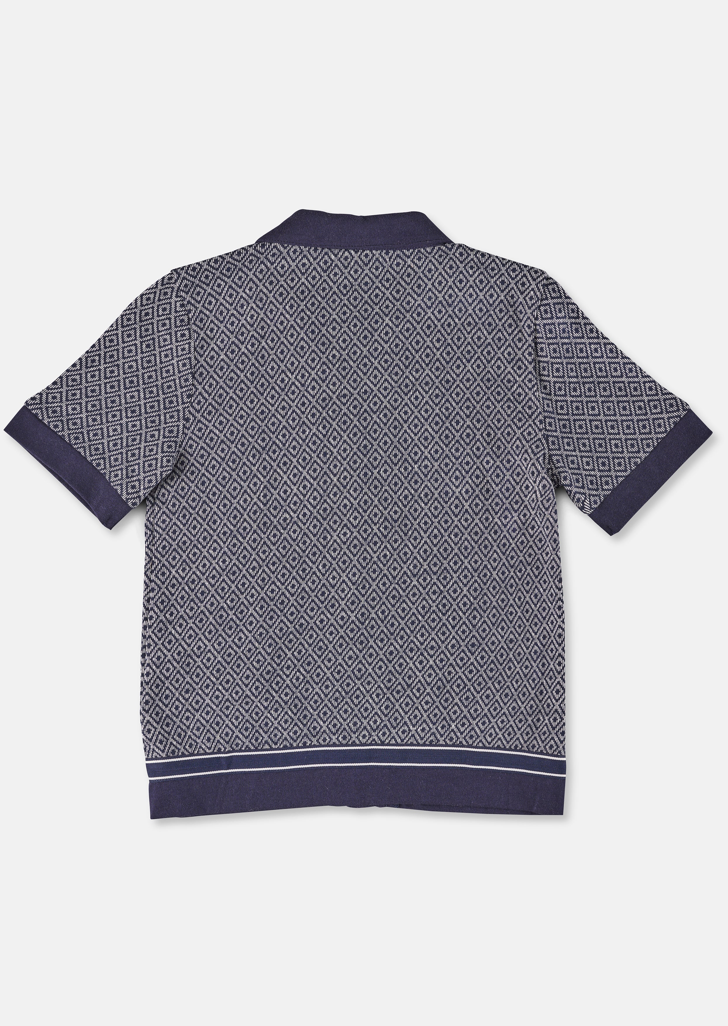 Baby Boy Printed Blue Polo Collar Cotton Shirt