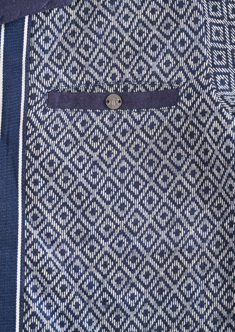 Baby Boy Printed Blue Polo Collar Cotton Shirt