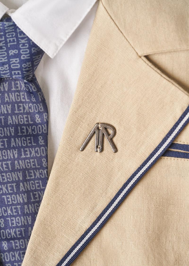 Boys Solid Cream Woven Smart Blazer