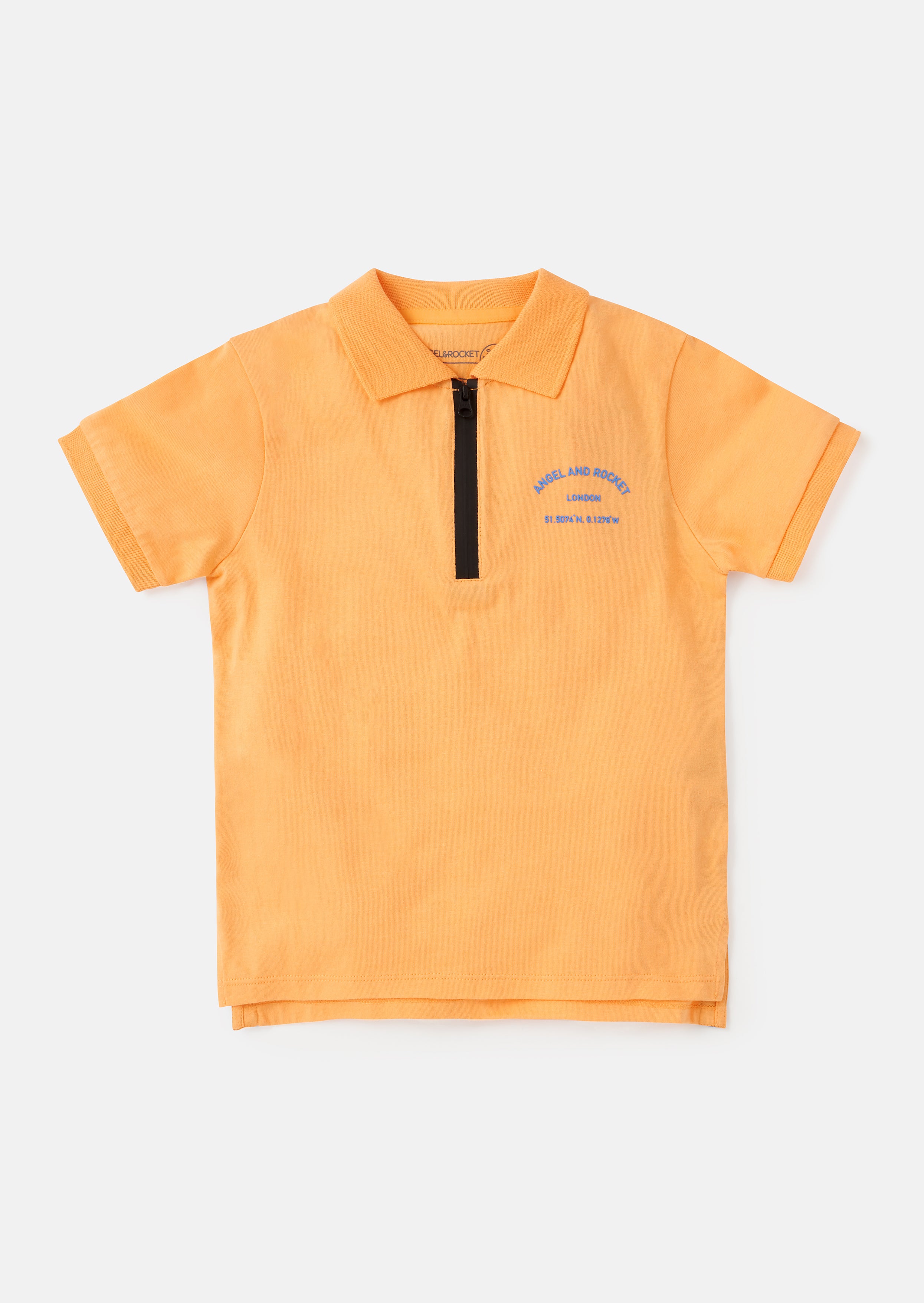 Boys Orange Sporty Polo Collar T-Shirt