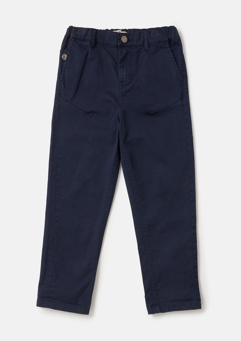 Boys Navy Cotton Smart Pants