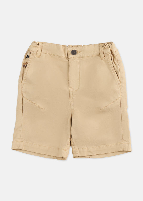 Boys Solid Light Brown Smart Shorts