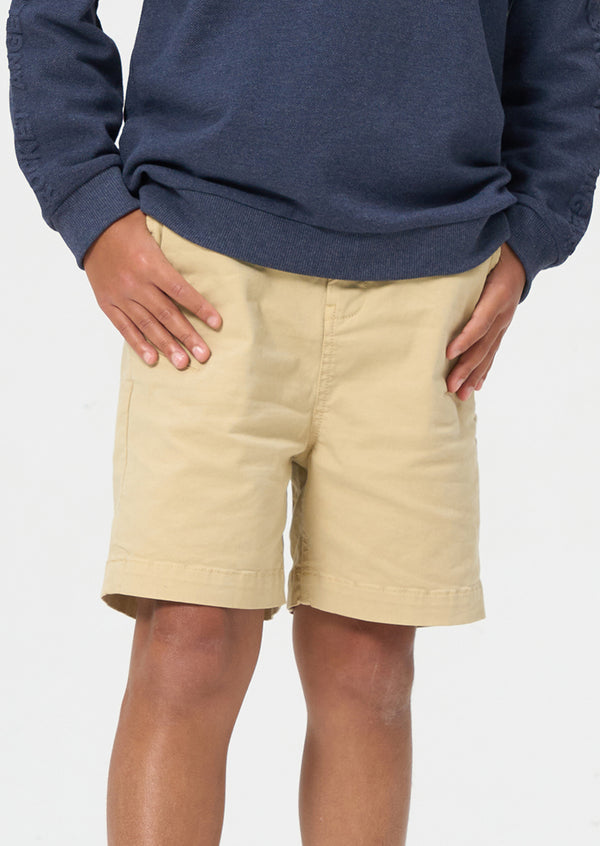 Boys Solid Light Brown Smart Shorts