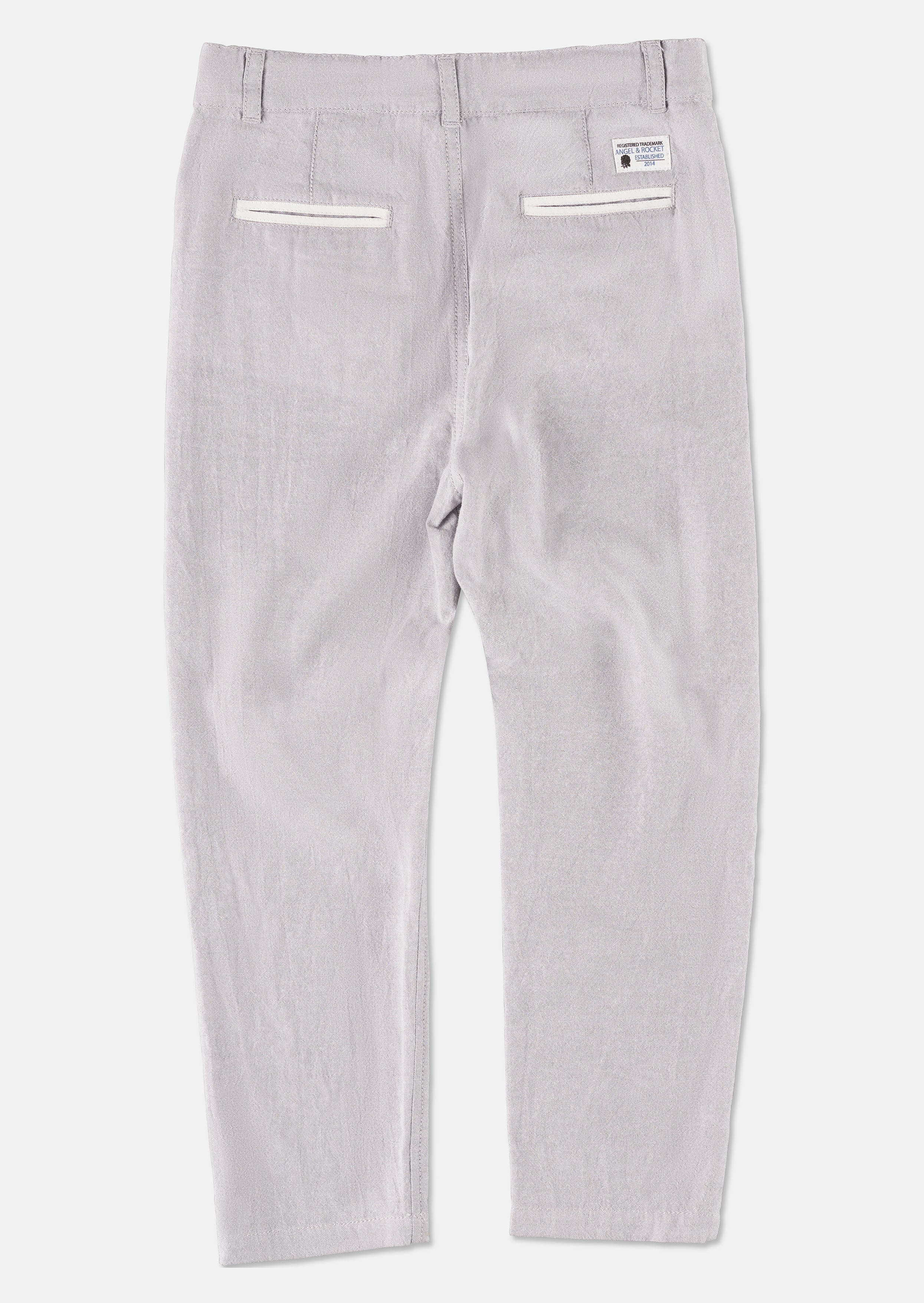 Boys Cotton Grey Self Textured Smart Pants