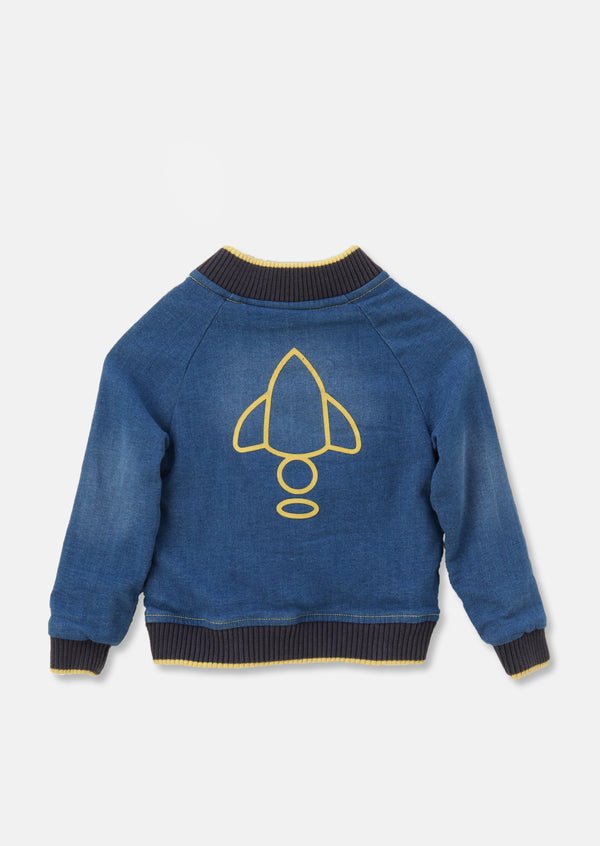 Baby Boy Brand Logo Printed Blue Jacket