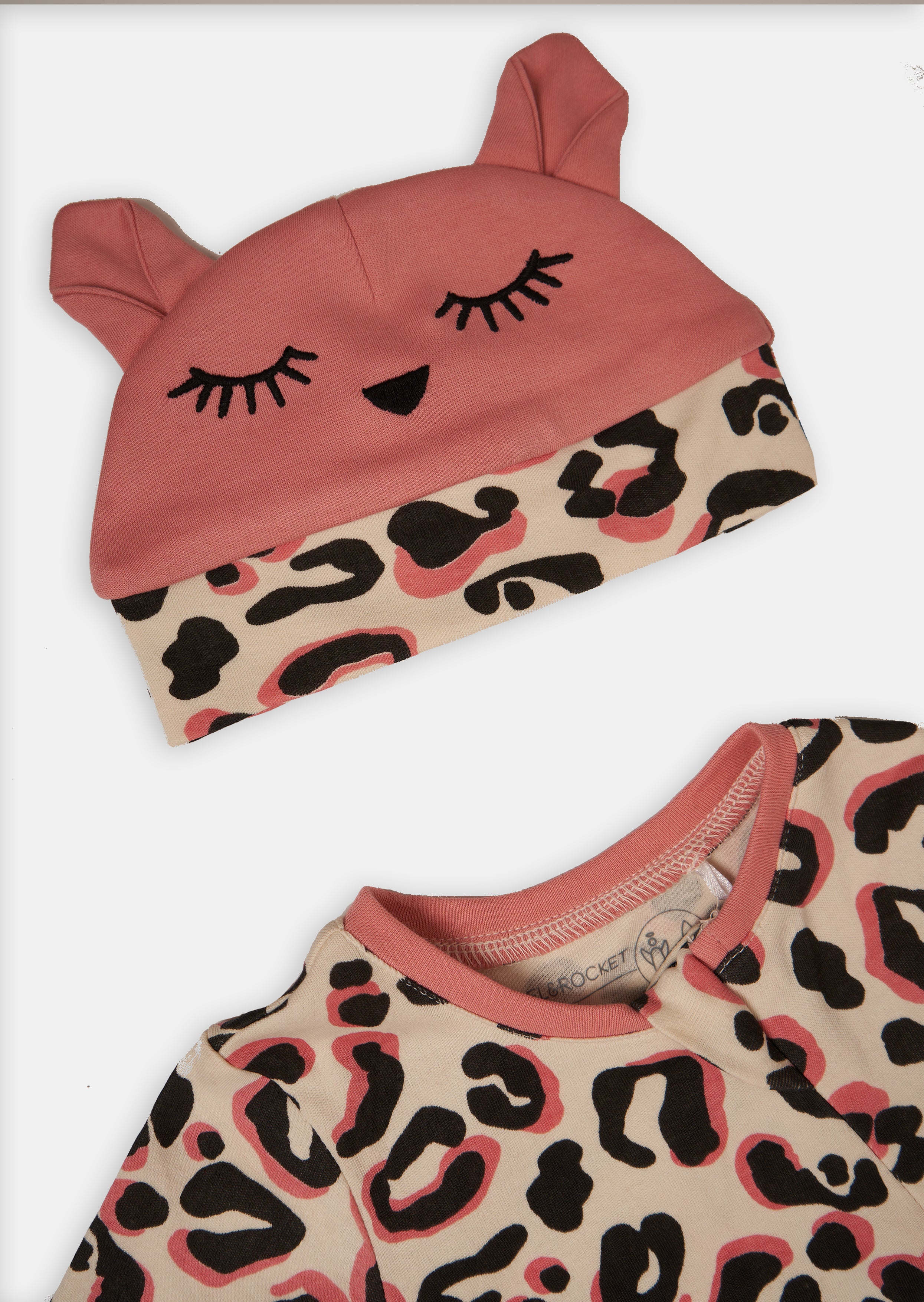 Baby Girl Animal Printed Sleepsuit with Hat