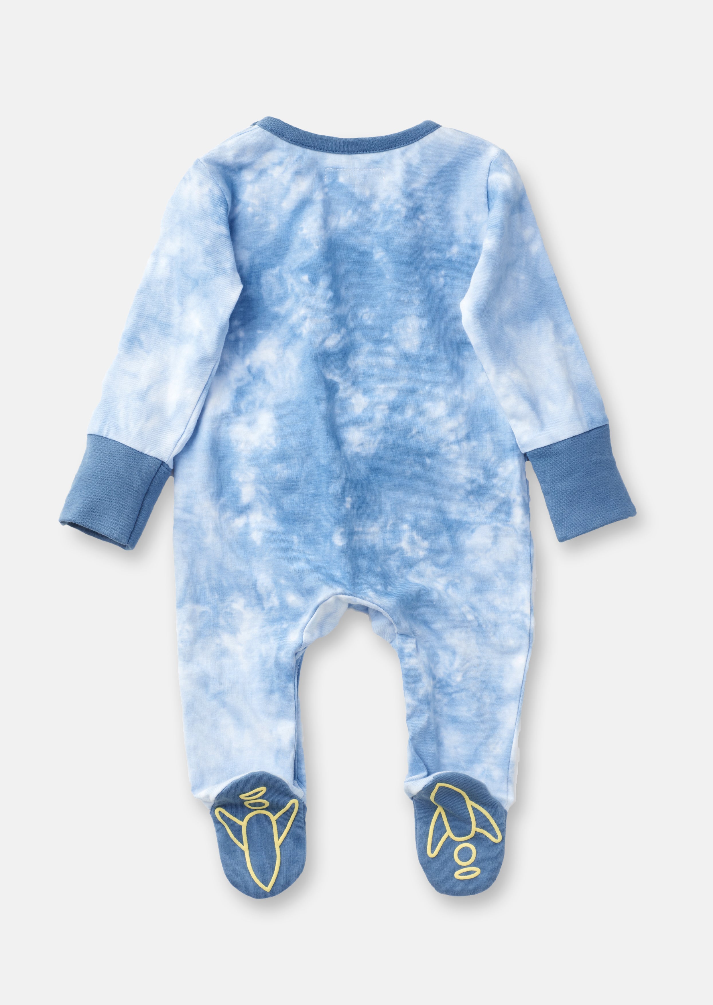 Baby Boy Blue Tie Dye Printed All in One Sleepsuit with Hat