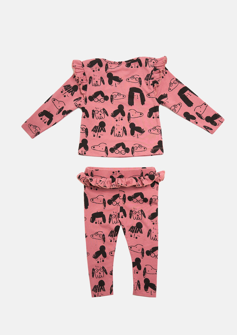 Baby Girl Printed Pink Co-ordinated Set