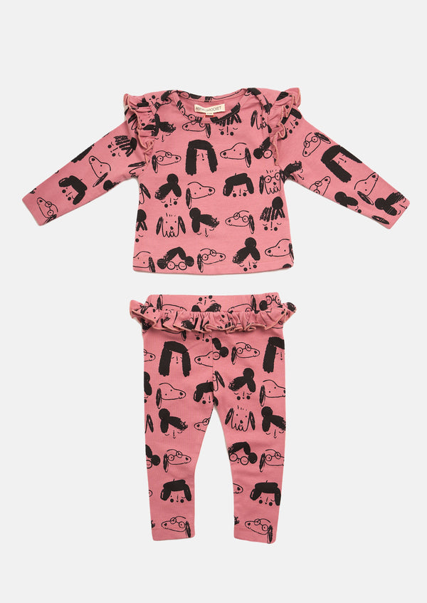 Baby Girl Printed Pink Co-ordinated Set