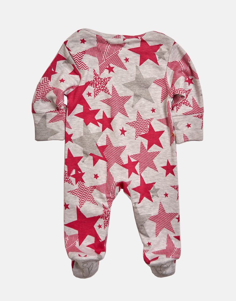 Baby Girl Star Printed All in One Sleepsuit with Hat