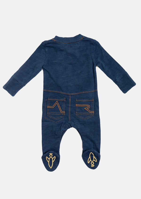 Baby Boys All in One Blue Sleepsuit with Hat