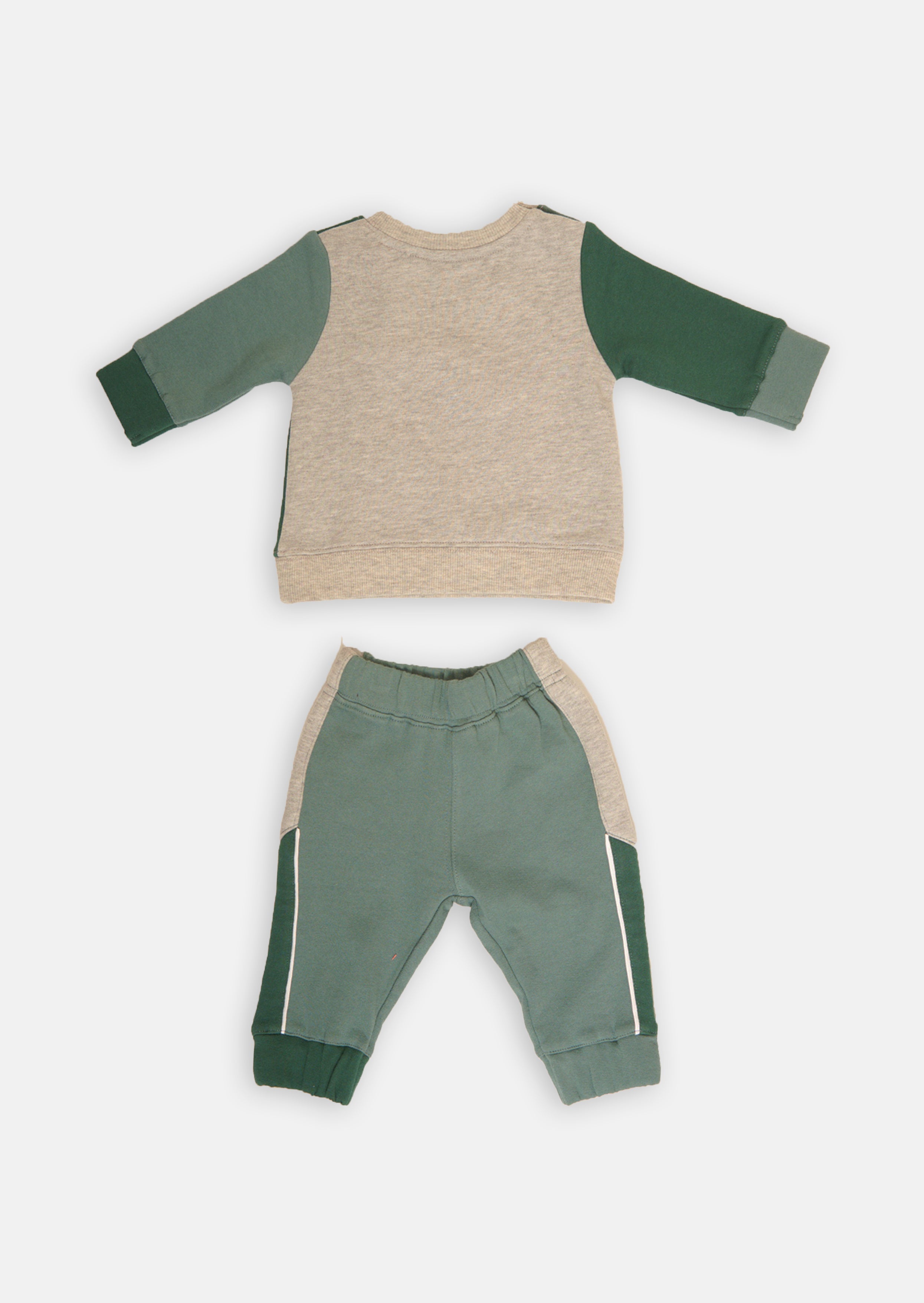 Baby Boy Green Colour Blocked Co-ordinated Set