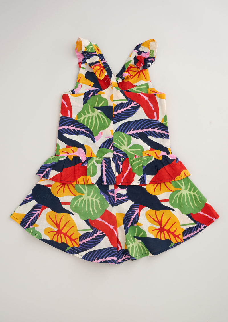 Girls Woven Tropical Printed Top