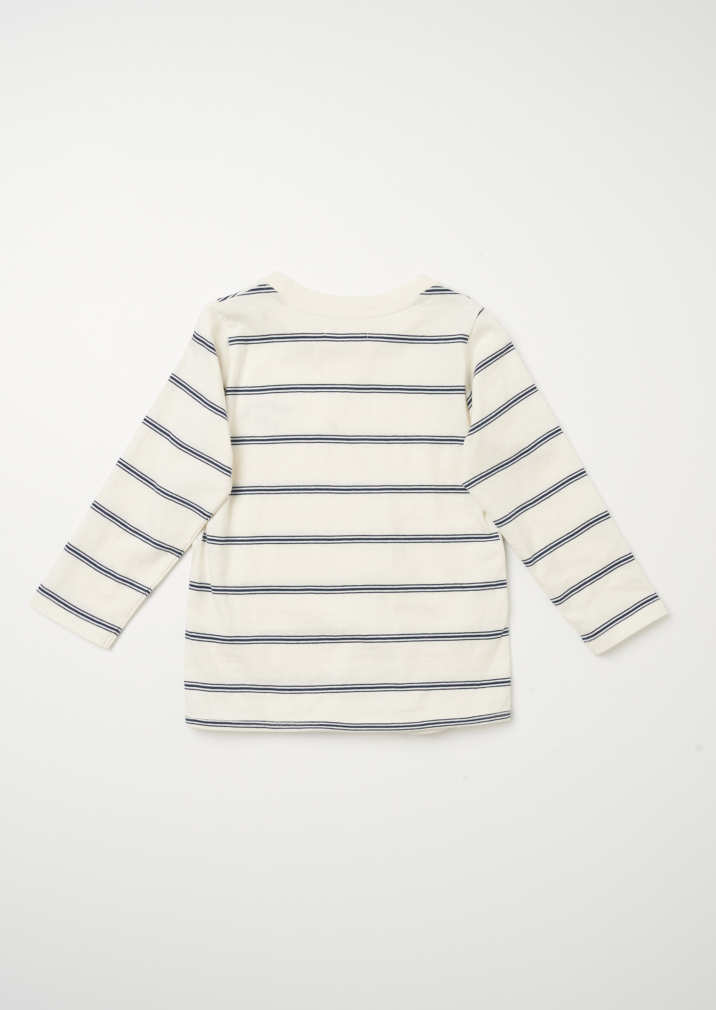 Baby Boy Cotton Striped Full Sleeves White T-Shirt